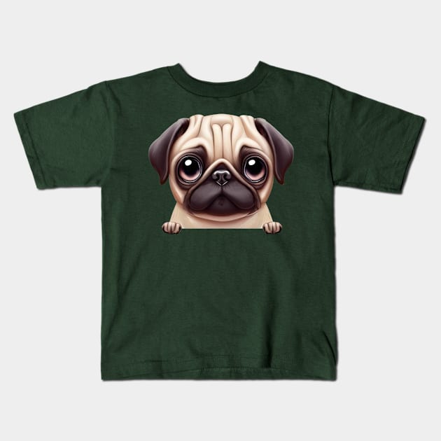 Lovely Pug Design Kids T-Shirt by Art By Mojo